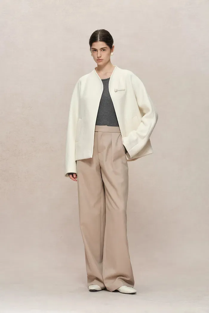 Riri Hand Finished Mandarin Knot Wool Jacket in Australian Merino Blend