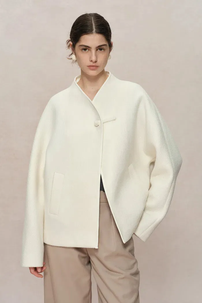 Riri Hand Finished Mandarin Knot Wool Jacket in Australian Merino Blend