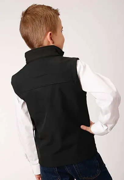 Roper Boy's Black Bonded Softshell Fleece Lined Full Zip Vest 0782-6002