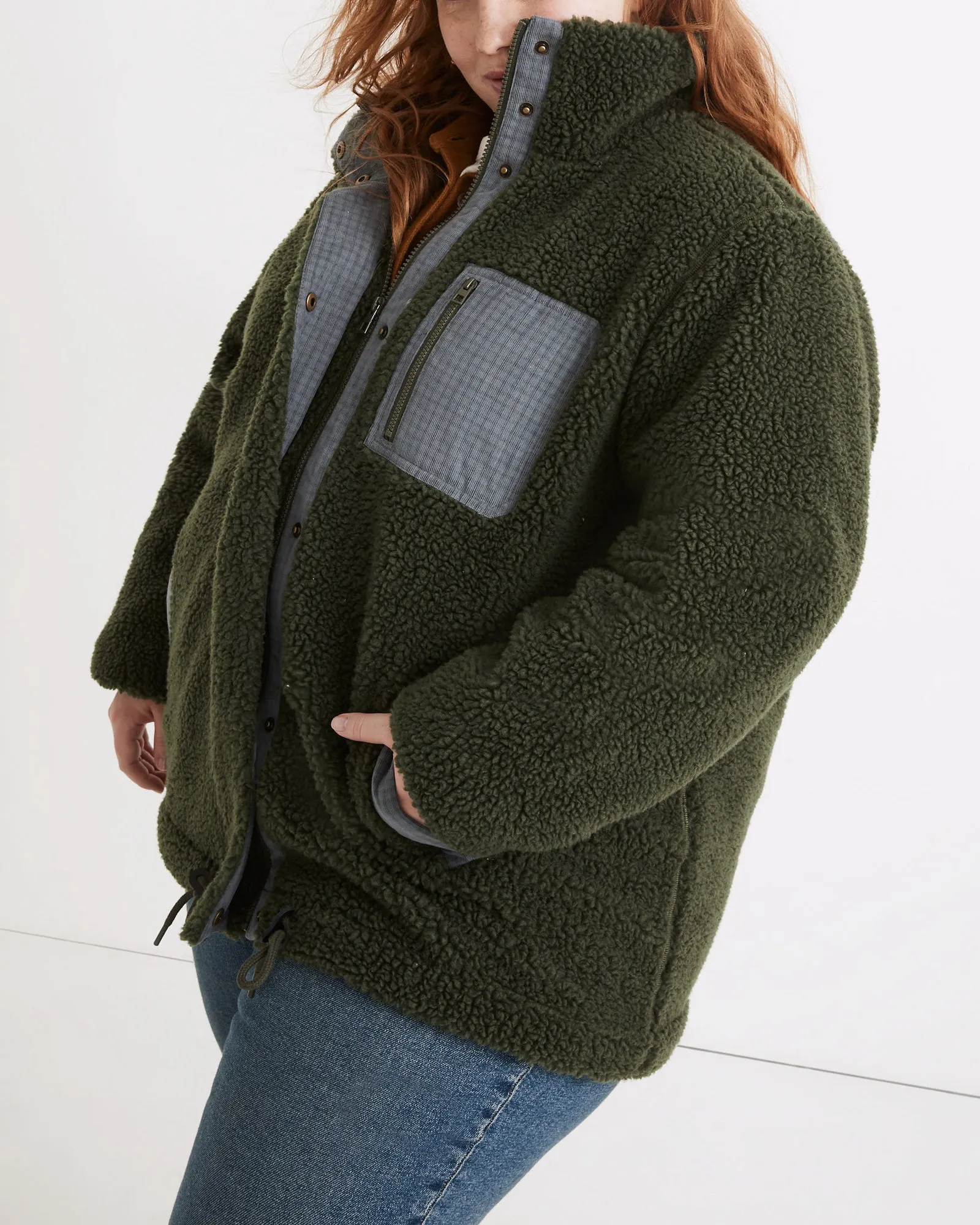 Sherpa Zip-Up Jacket | Forest Green