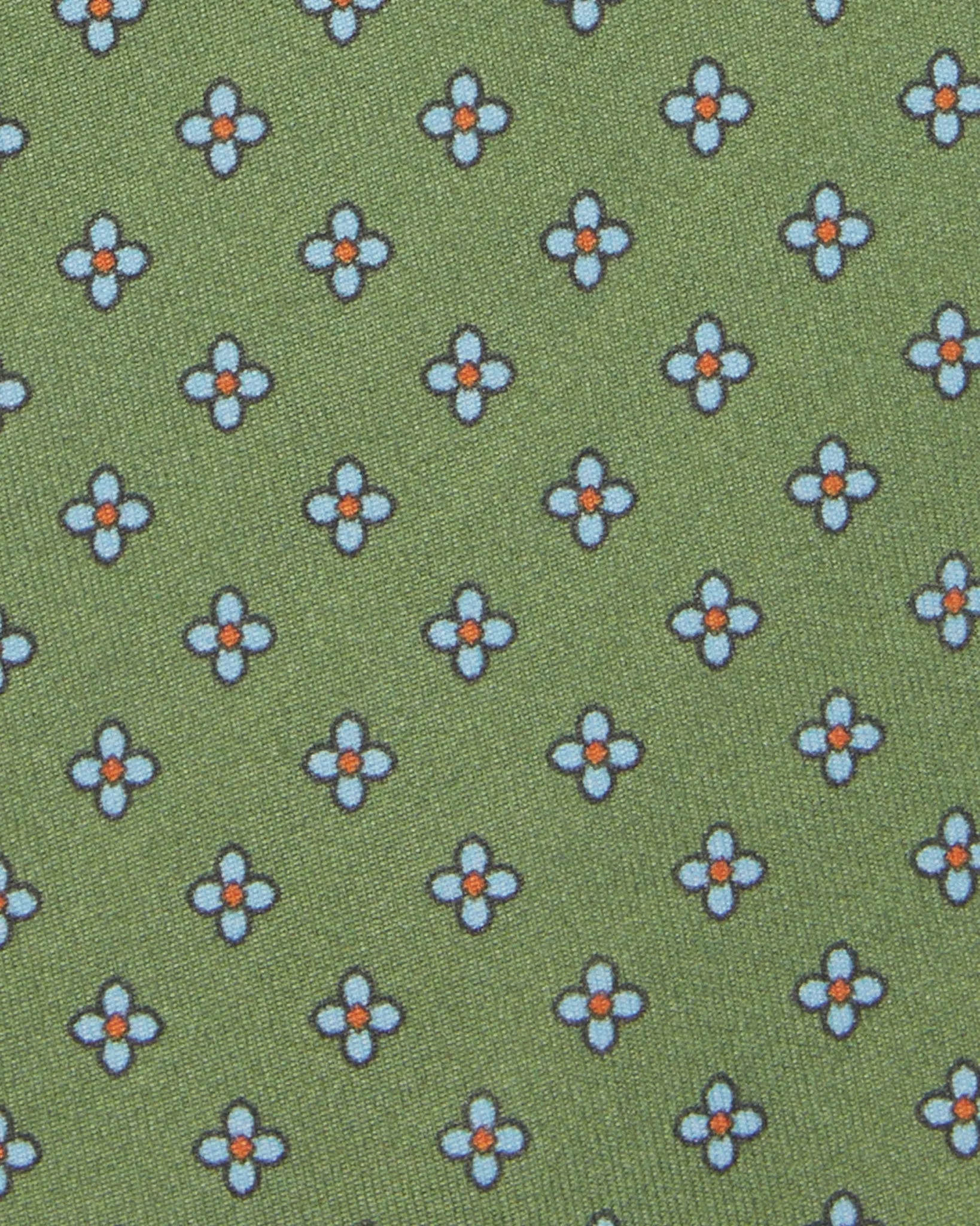 Silk Print Tie in Olive/Sky Flower