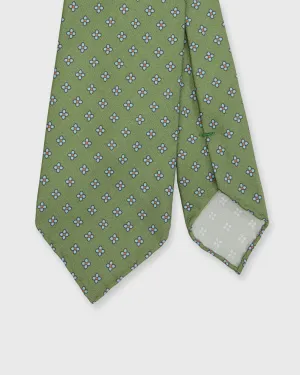 Silk Print Tie in Olive/Sky Flower