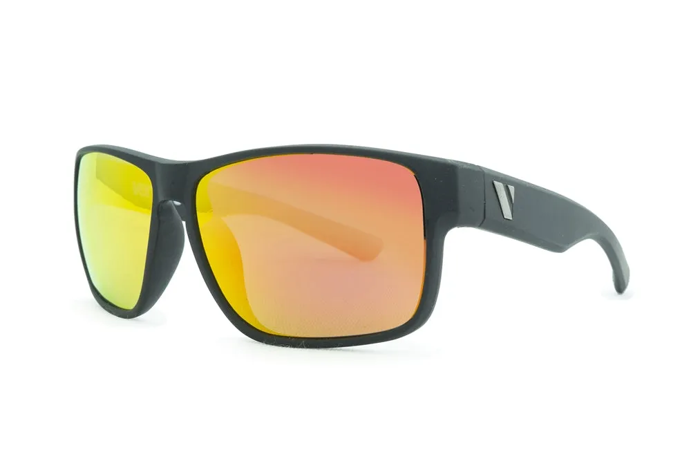 Summit Polarised Sunglasses - Matte Black/Red Revo