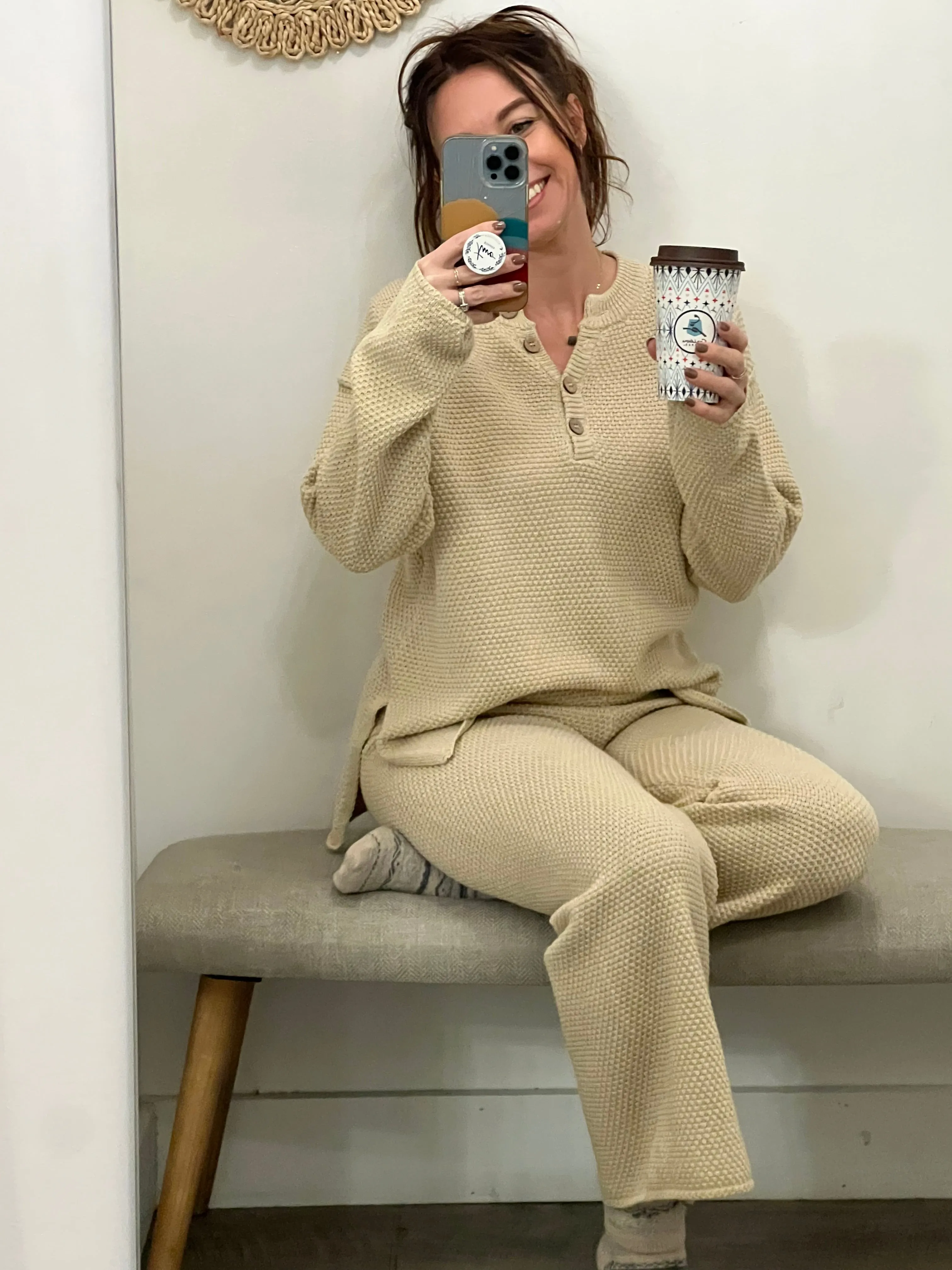 Textured Sweater Pants