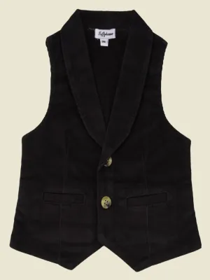 ToffyHouse Classic Black Corduroy Vest with Button Front and Pockets for boys