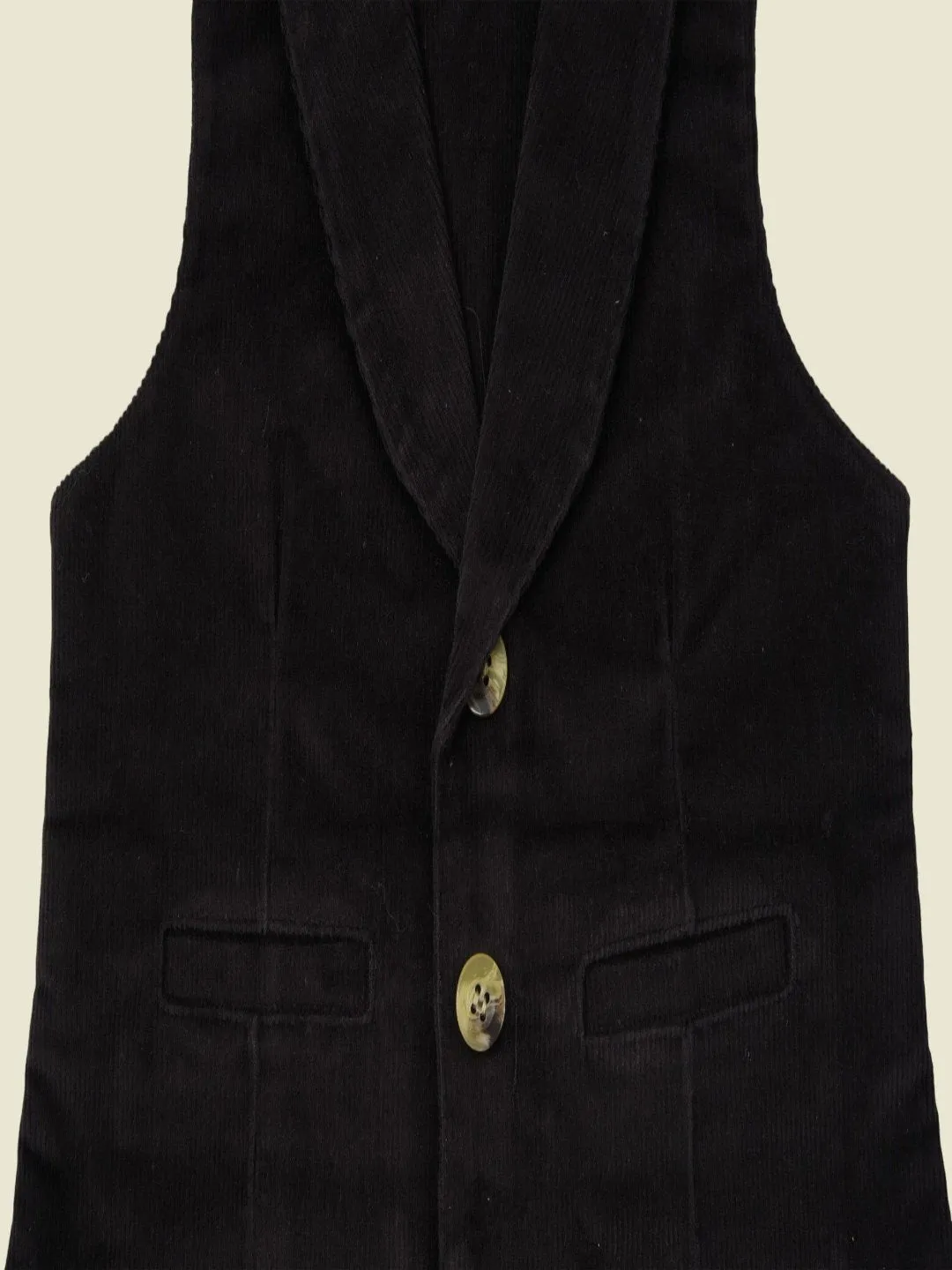 ToffyHouse Classic Black Corduroy Vest with Button Front and Pockets for boys