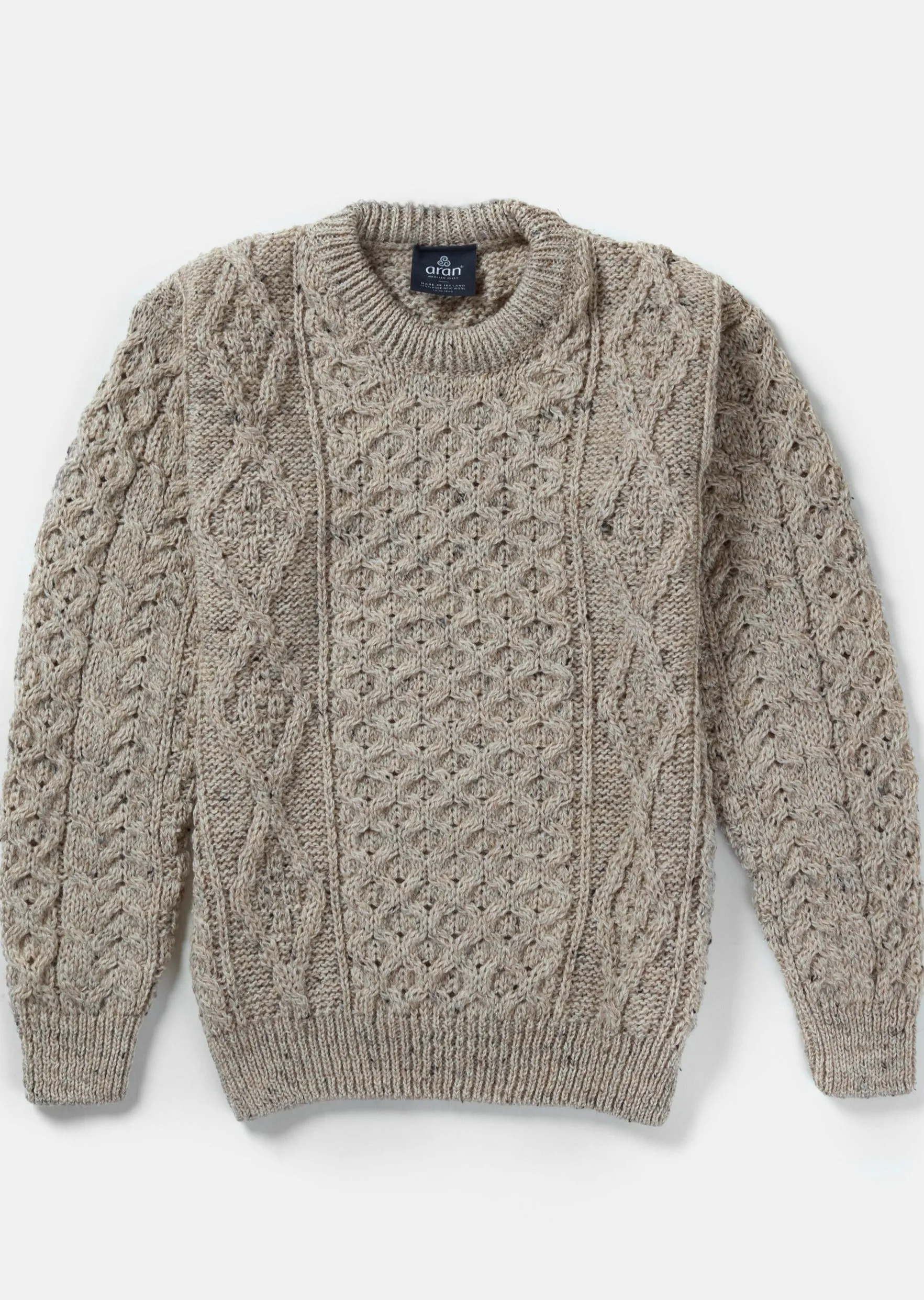 Unisex Aran Wool Sweater | Oatmeal
