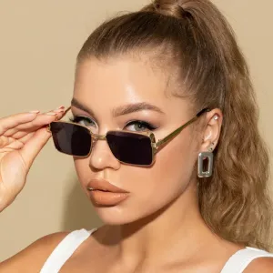 Vintage Square Metal Small Frame Driving UV Protection Sunglasses