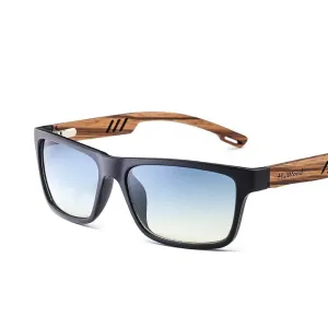 West Louis Brand Design Wood Frame Gradient Polarized Sunglasses