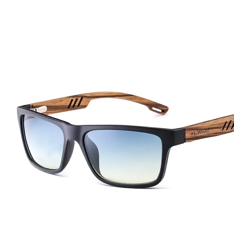 West Louis Brand Design Wood Frame Gradient Polarized Sunglasses