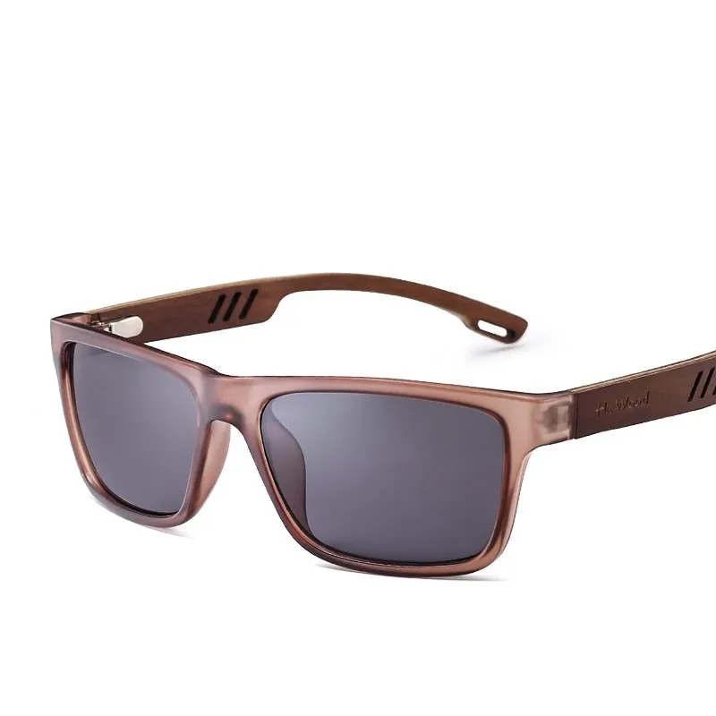 West Louis Brand Design Wood Frame Gradient Polarized Sunglasses