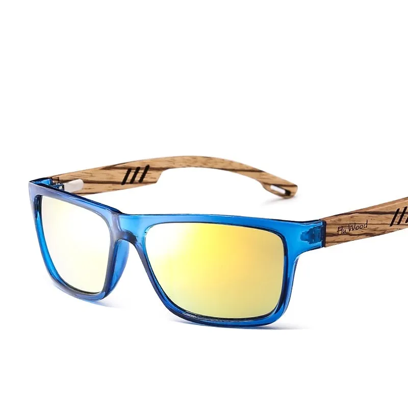 West Louis Brand Design Wood Frame Gradient Polarized Sunglasses