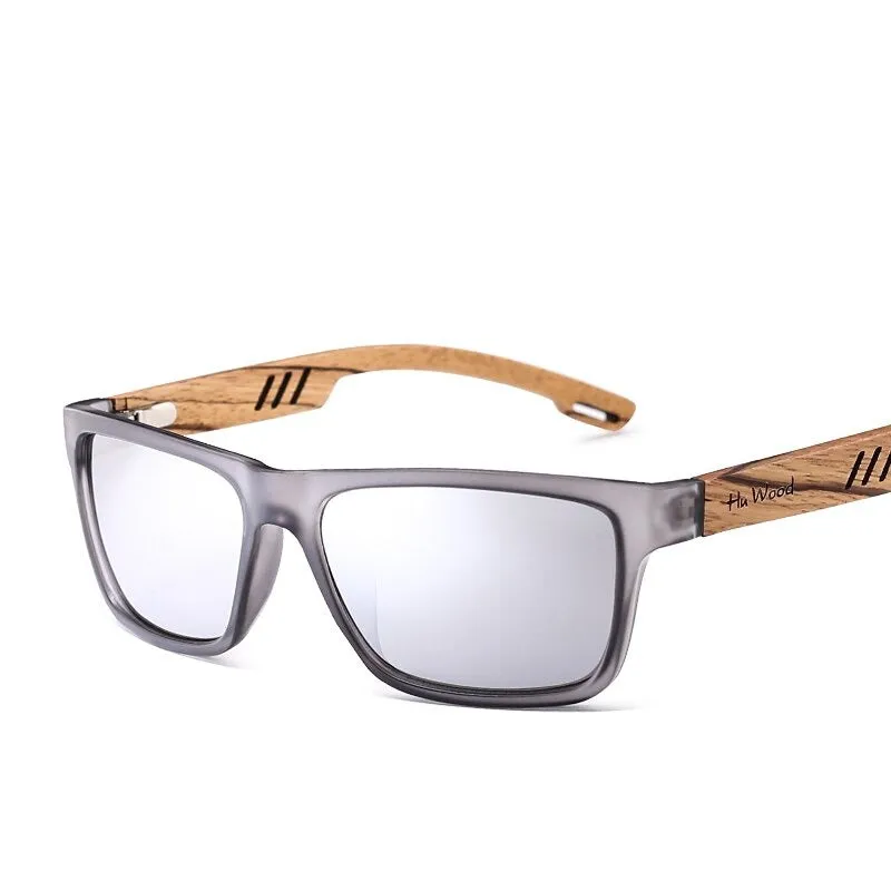 West Louis Brand Design Wood Frame Gradient Polarized Sunglasses