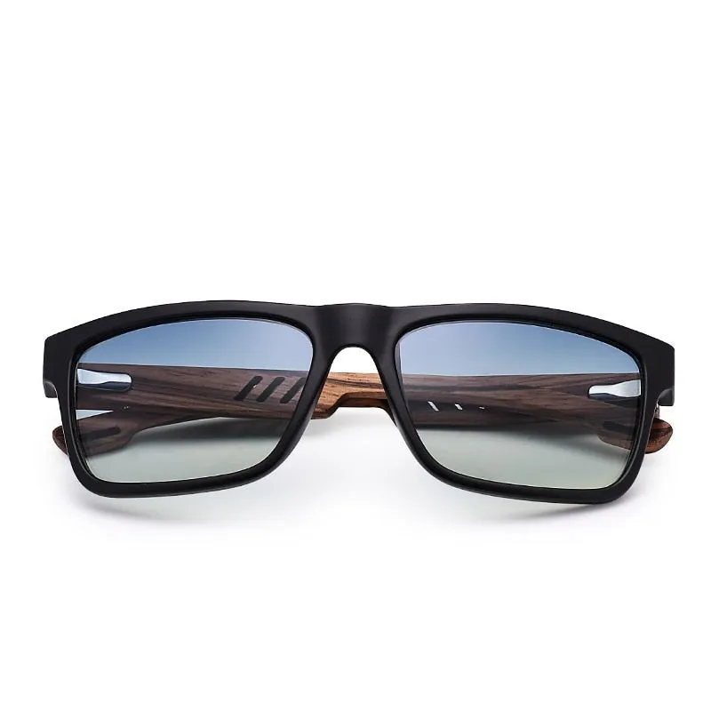 West Louis Brand Design Wood Frame Gradient Polarized Sunglasses