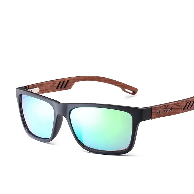 West Louis Brand Design Wood Frame Gradient Polarized Sunglasses
