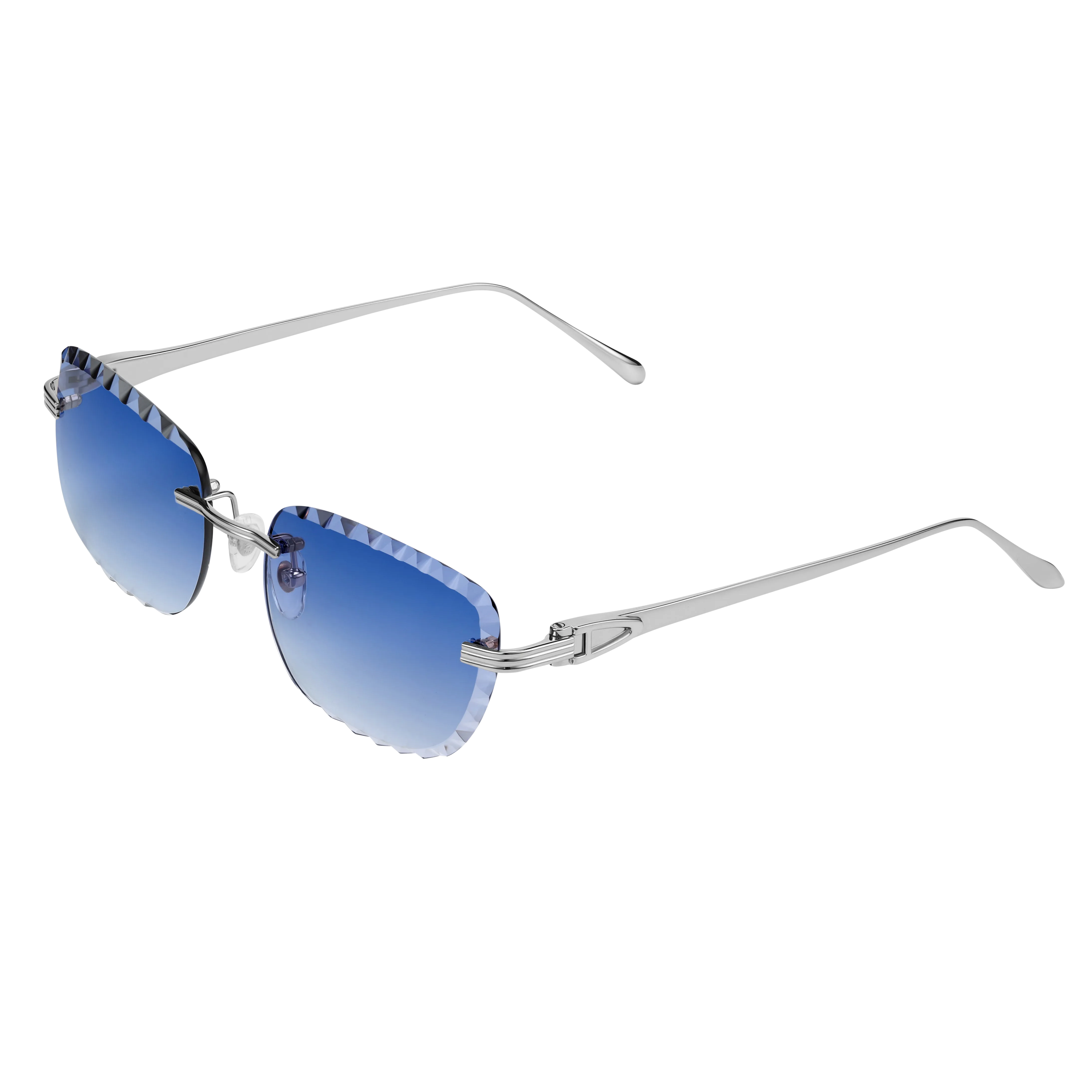 Women's Eyewear Premium Diamond Cut Silver Dark Blue