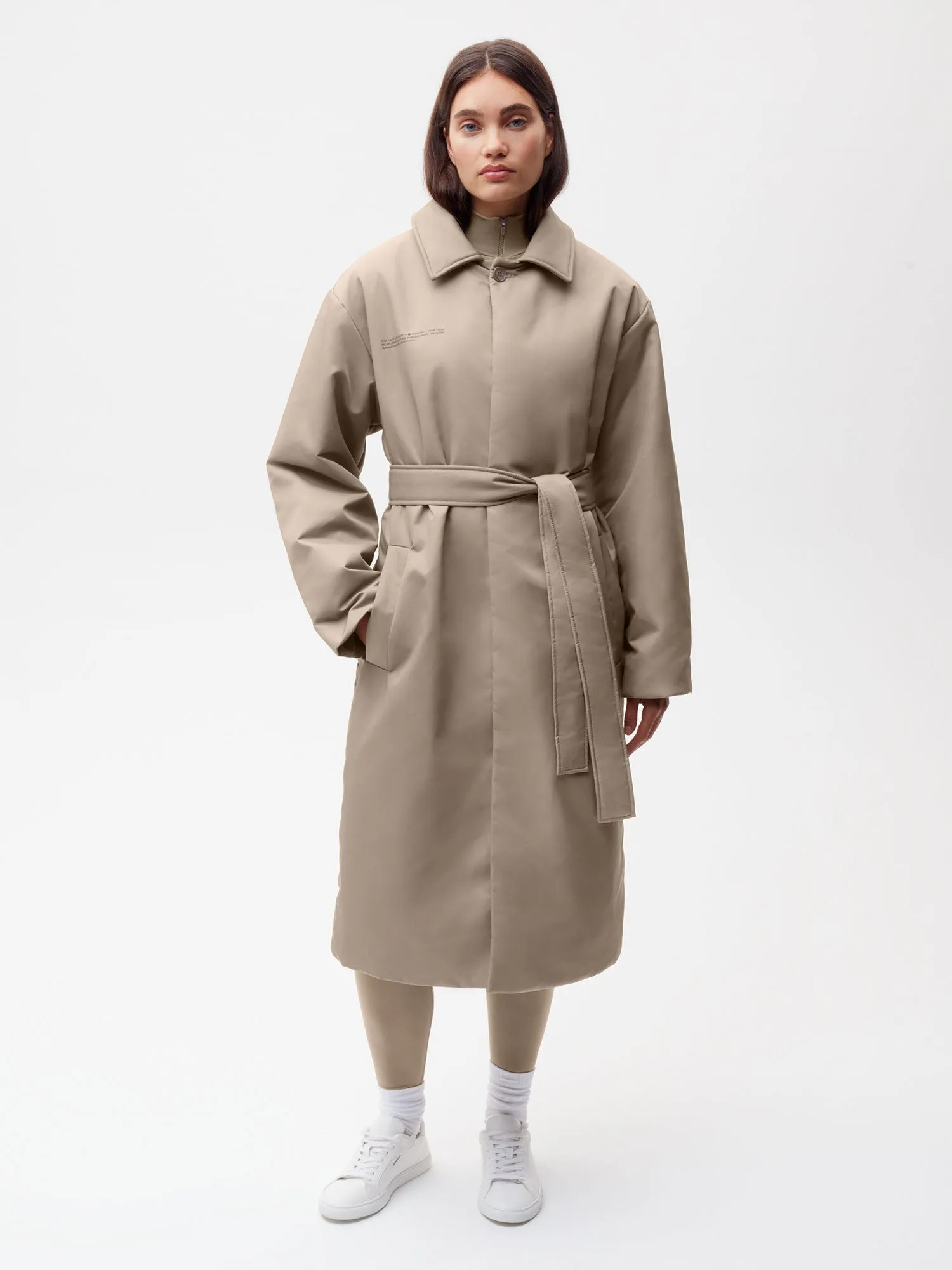 Womens Flower-Warmth Trench Coat—taupe