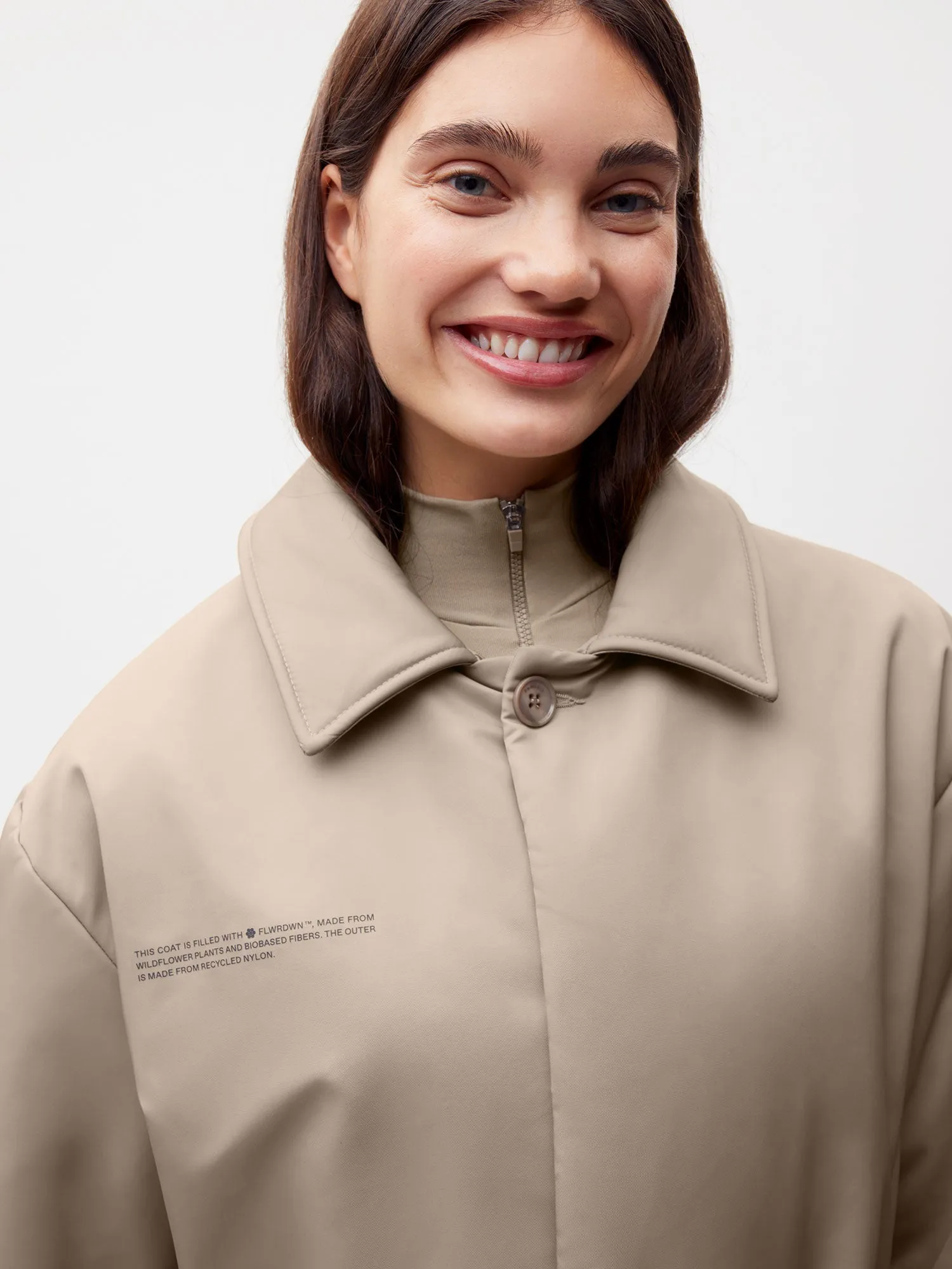 Womens Flower-Warmth Trench Coat—taupe