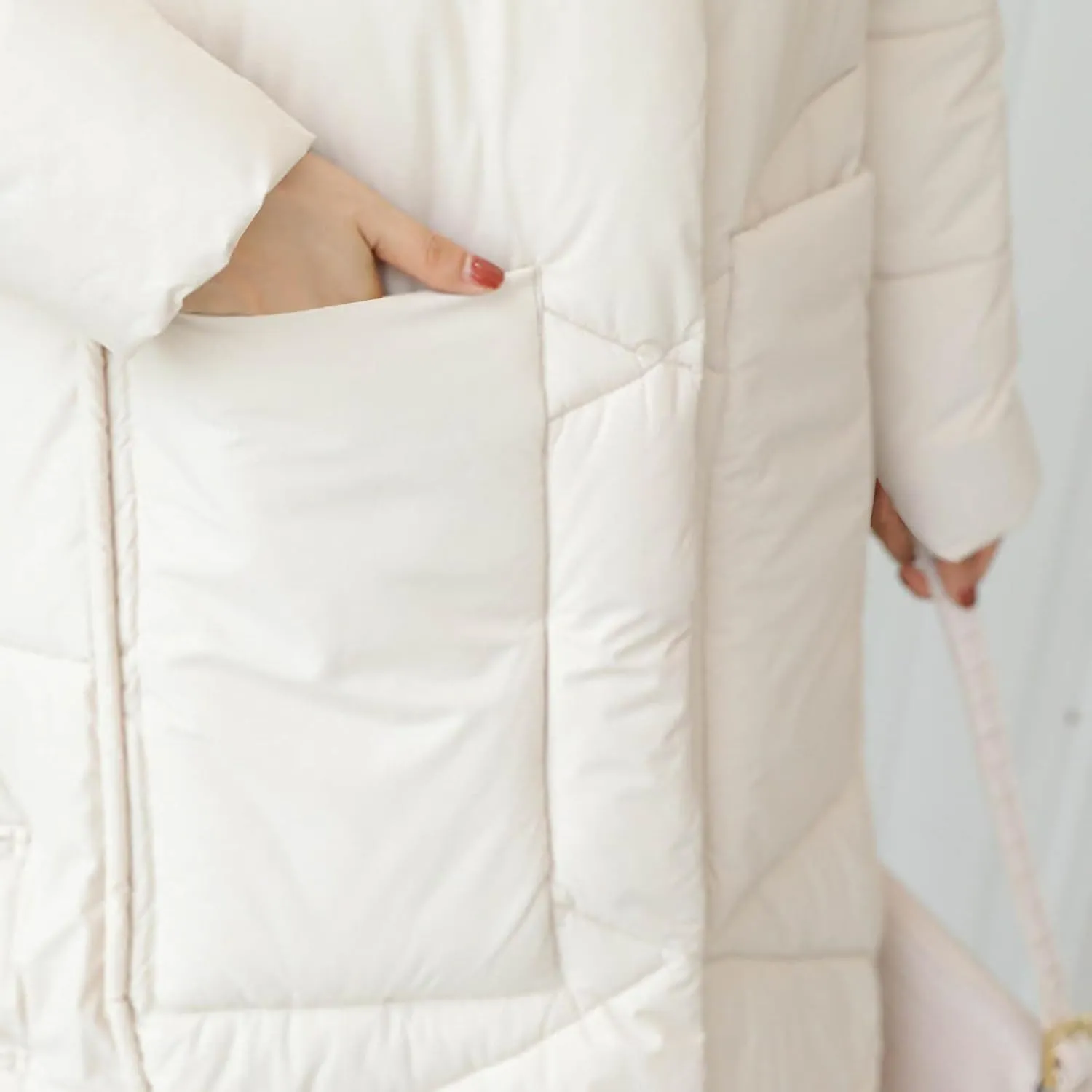 Women's Long Puffer Jacket Casual Solid Maxi Length Hooded Long Sleeve Warm Cotton Padded Coat Quilted Outwear