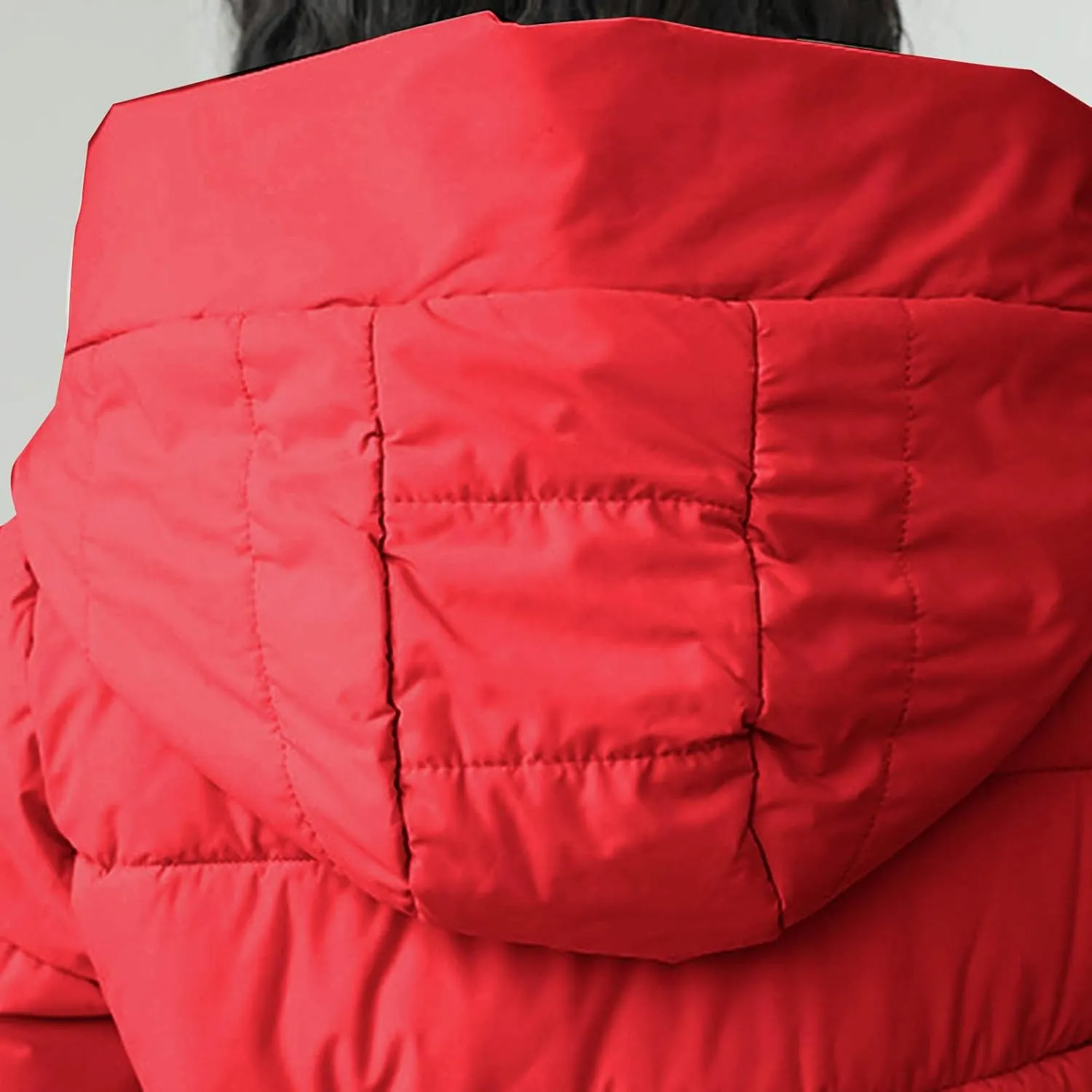 Women's Long Puffer Jacket Casual Solid Maxi Length Hooded Long Sleeve Warm Cotton Padded Coat Quilted Outwear