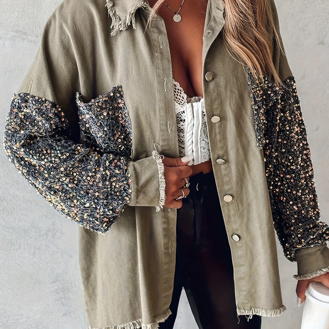 Women's Patchwork Jacket - Beaded, Stylish, Elegant for Casual Wear