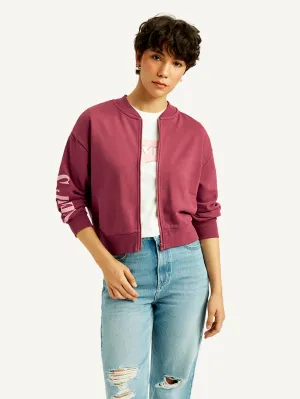 Women's Typographic Burgundy Bomber Jacket