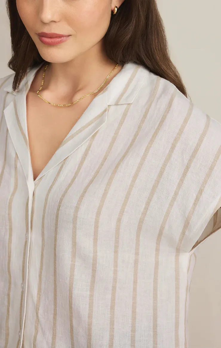 ZSU Parallel Button Down Top in Cement