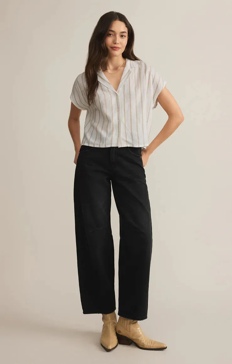 ZSU Parallel Button Down Top in Cement