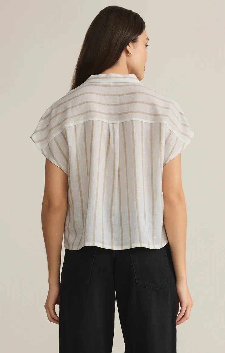 ZSU Parallel Button Down Top in Cement