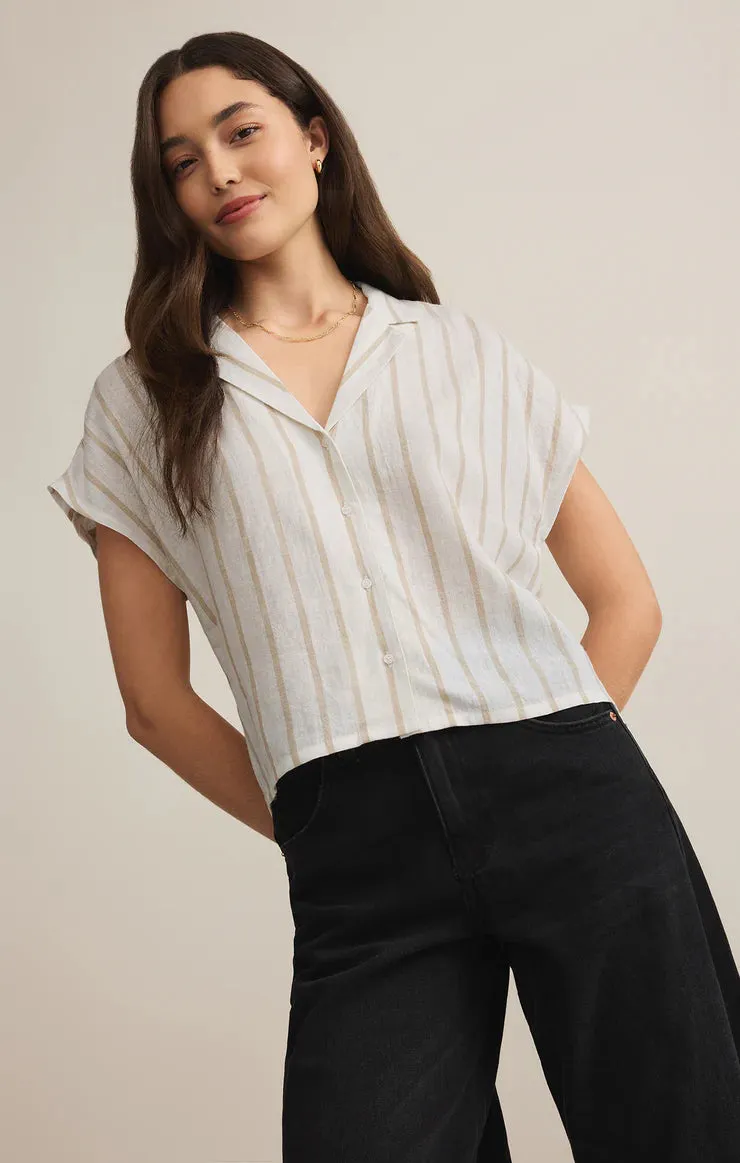 ZSU Parallel Button Down Top in Cement