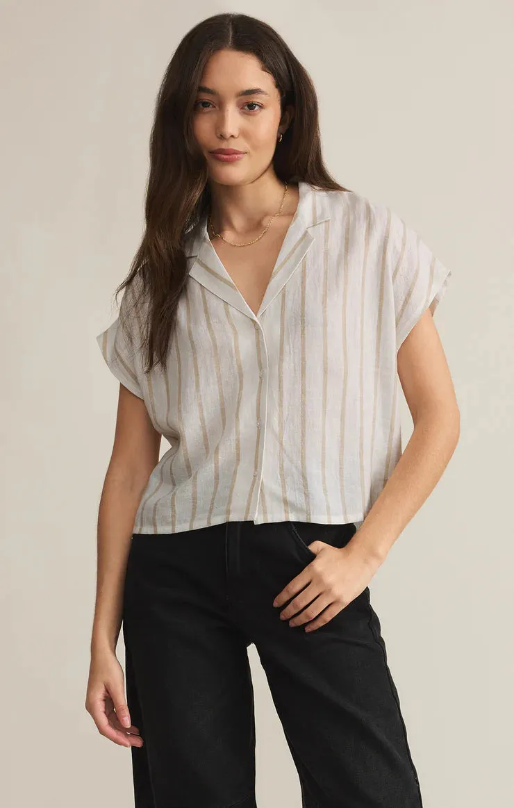 ZSU Parallel Button Down Top in Cement