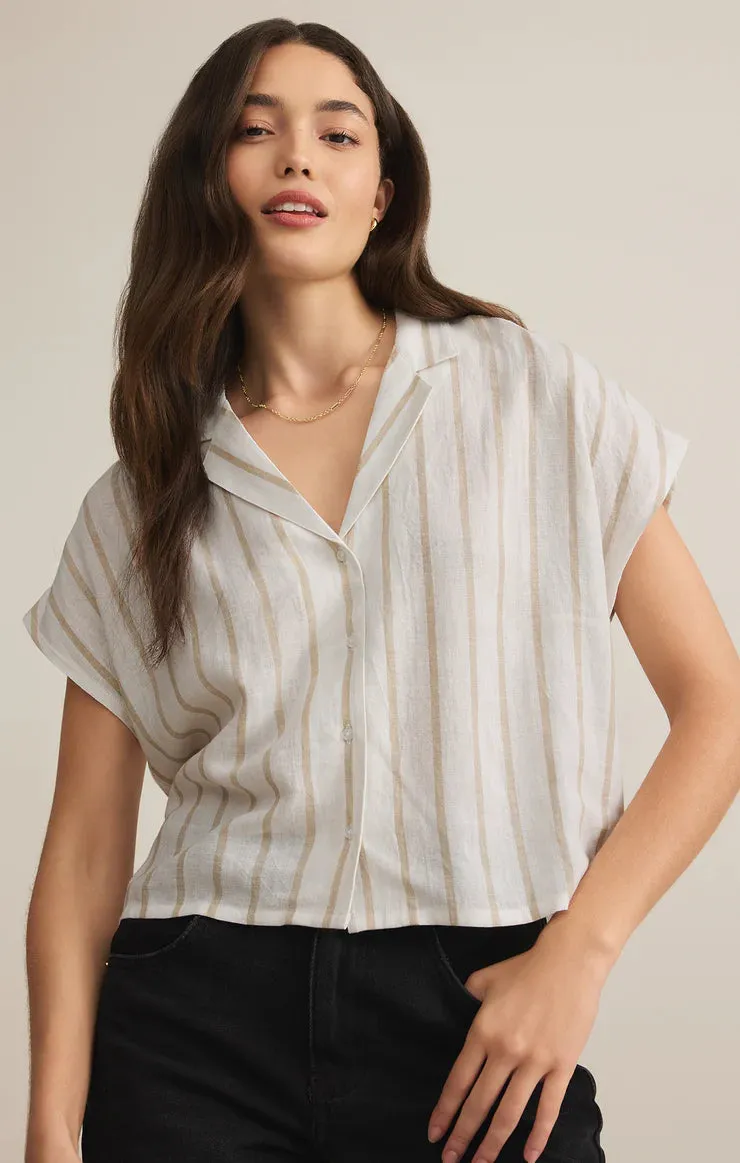 ZSU Parallel Button Down Top in Cement
